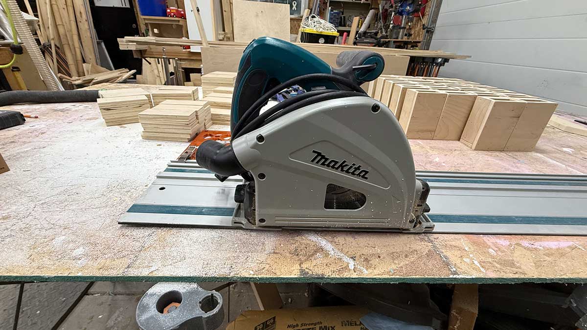 Makita XPS01Z 36V cordless plunge track saw with dual 18V LXT batteries after months of heavy woodworking use